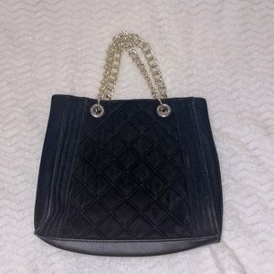 Velvet Black Purse with Gold Chain